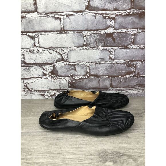 Chocolate Blu CAM2 Black Pleated Leather Ballet Flats Shoes Women Sz 8M US/39EU - Picture 5 of 16